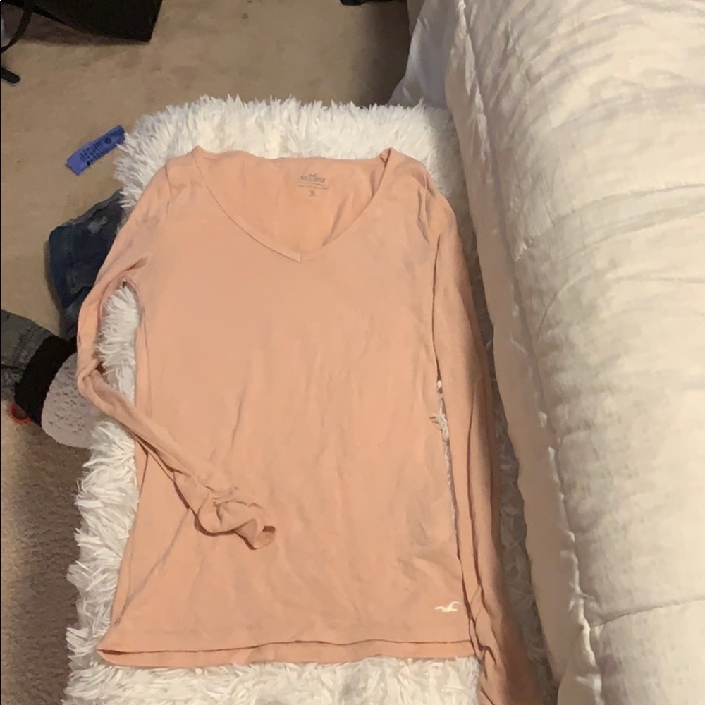 baby pink long sleeve hollister top